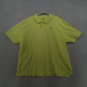 Disney Shirt Mens XXL 2XL Lime‎ Green 2 Button Polo Mickey Mouse Logo